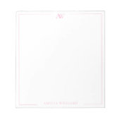 Modern Pink Minimalist Elegant Monogram ノートパッド (正面)