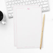 Modern Pink Minimalist Elegant Monogram 便箋