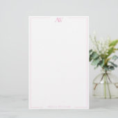Modern Pink Minimalist Elegant Monogram 便箋 (スタンド正面)