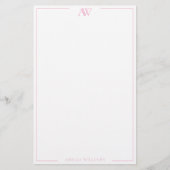 Modern Pink Minimalist Elegant Monogram 便箋 (正面)