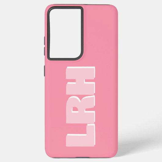 Modern Pink Minimalist Vertical Monogram iPhone Ca Samsung Galaxyケース (裏面)