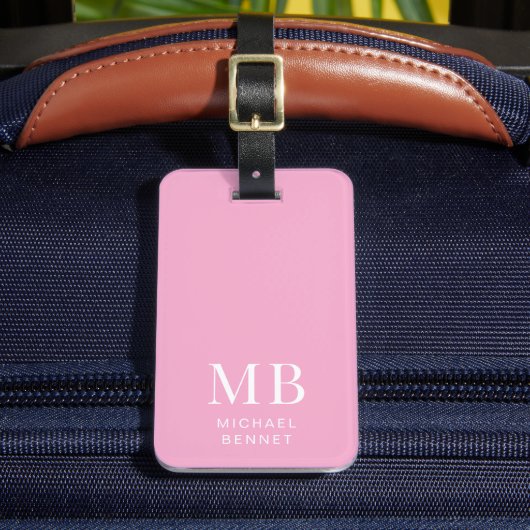 Modern Pink Monogram ラゲッジタグ (正面インサイチュ2)