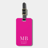 Modern Pink Monogram ラゲッジタグ (正面縦)