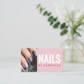 Modern Pink Nail Technician QR Code Photo 名刺 (スタンド正面)