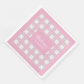 Modern Pink Napkins Personalized Plaid Accent (コーナー)