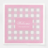 Modern Pink Napkins Personalized Plaid Accent (正面)