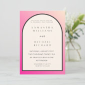 Modern Pink Ombre Arch Wedding Invitation - Custom 招待状 (スタンド正面)