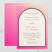 Modern Pink Ombre Arch Wedding Invitation - Custom 招待状 (正面/裏面)