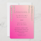 Modern Pink Ombre Wisteria Wedding Invitation - Cu 招待状 (裏面)
