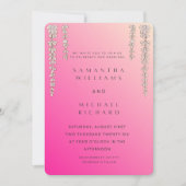 Modern Pink Ombre Wisteria Wedding Invitation - Cu 招待状 (正面)