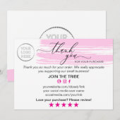 Modern Pink Online Shop Thank You Small Business サンキューカード (正面/裏面)