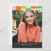 Modern Pink Orange Color Blocks Photo Graduation 招待状 (裏面)