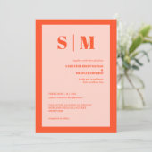 Modern pink orange Earth Tone Wedding 招待状 (スタンド正面)