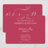 Modern Pink Palentine's Day Party 招待状 (正面/裏面)