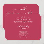 Modern Pink Palentine's Day Party 招待状 (正面/裏面)