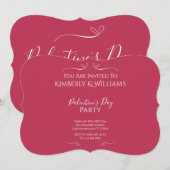 Modern Pink Palentine's Day Party 招待状 (正面/裏面)