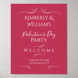 Modern Pink Palentine's Day Party Welcome ポスター