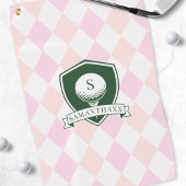 Modern Pink Pattern Green Golf Ball Name Monogram ゴルフタオル