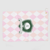 Modern Pink Pattern Green Golf Ball Name Monogram ゴルフタオル (横)