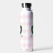 Modern Pink Pattern Green Golfer Name Monogram ウォーターボトル (左面)