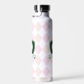 Modern Pink Pattern Green Golfer Name Monogram ウォーターボトル (右面)