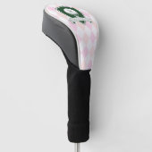 Modern Pink Pattern Green Golfer Name Monogram ゴルフヘッドカバー (アングル)