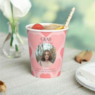 Modern Pink peach little hearts pattern Paper cup 紙コップ