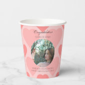 Modern Pink peach little hearts pattern Paper cup 紙コップ (裏面)