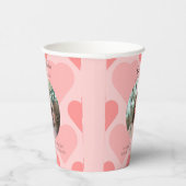 Modern Pink peach little hearts pattern Paper cup 紙コップ (右)