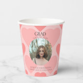 Modern Pink peach little hearts pattern Paper cup 紙コップ (正面)
