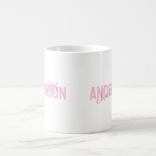 Modern Pink Personalized Name Monogram コーヒーマグカップ (中央)