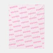 Modern Pink Personalized Repeating Name Pattern フリースブランケット (正面)