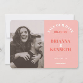 Modern Pink Photo Card Wedding Save the Date セーブザデート