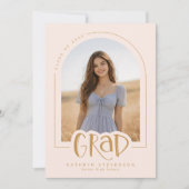 Modern Pink Photo Graduation Party Announcement 招待状 (正面)