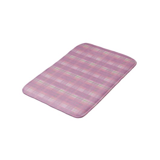 Modern Pink Plaid Bath Mat バスマット (アングル)
