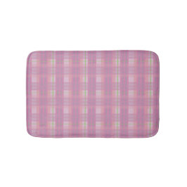 Modern Pink Plaid Bath Mat バスマット