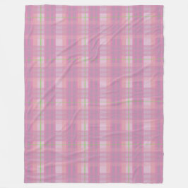 Modern Pink Plaid Fleece Blanket フリースブランケット