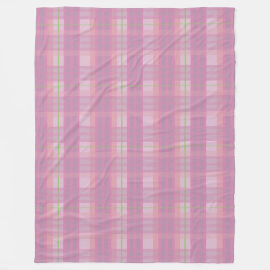 Modern Pink Plaid Fleece Blanket フリースブランケット (正面)