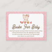 Modern Pink Plaid Teddy Bear Baby Shower Insert 名刺 (正面)