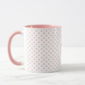Modern Pink Polka Dot Pattern Initial Monogram マグカップ (左)