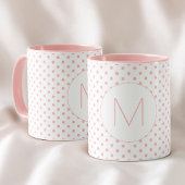 Modern Pink Polka Dot Pattern Initial Monogram マグカップ