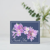 Modern Pink Purple Crocus Floral Pretty Thank You ポストカード (スタンド正面)