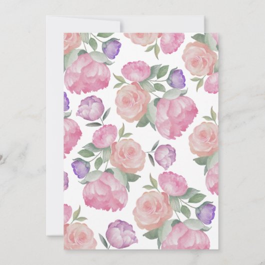 Modern Pink & Purple Floral Bridal Shower 招待状 (裏面)