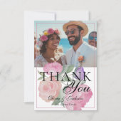 Modern Pink & Purple Floral Wedding Thank You サンキューカード (正面)