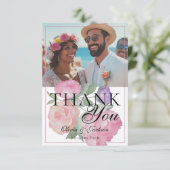 Modern Pink & Purple Floral Wedding Thank You  サンキューカード (スタンド正面)