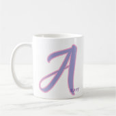 Modern Pink & Purple Monogram Personalized Name A コーヒーマグカップ (左)