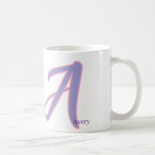 Modern Pink & Purple Monogram Personalized Name A コーヒーマグカップ (右)