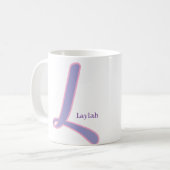 Modern Pink & Purple Monogram Personalized Name L コーヒーマグカップ (正面左)