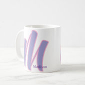 Modern Pink & Purple Monogram Personalized Name M コーヒーマグカップ (正面左)