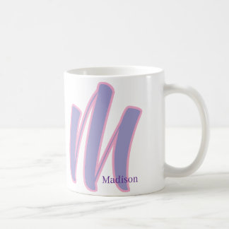Modern Pink & Purple Monogram Personalized Name M コーヒーマグカップ